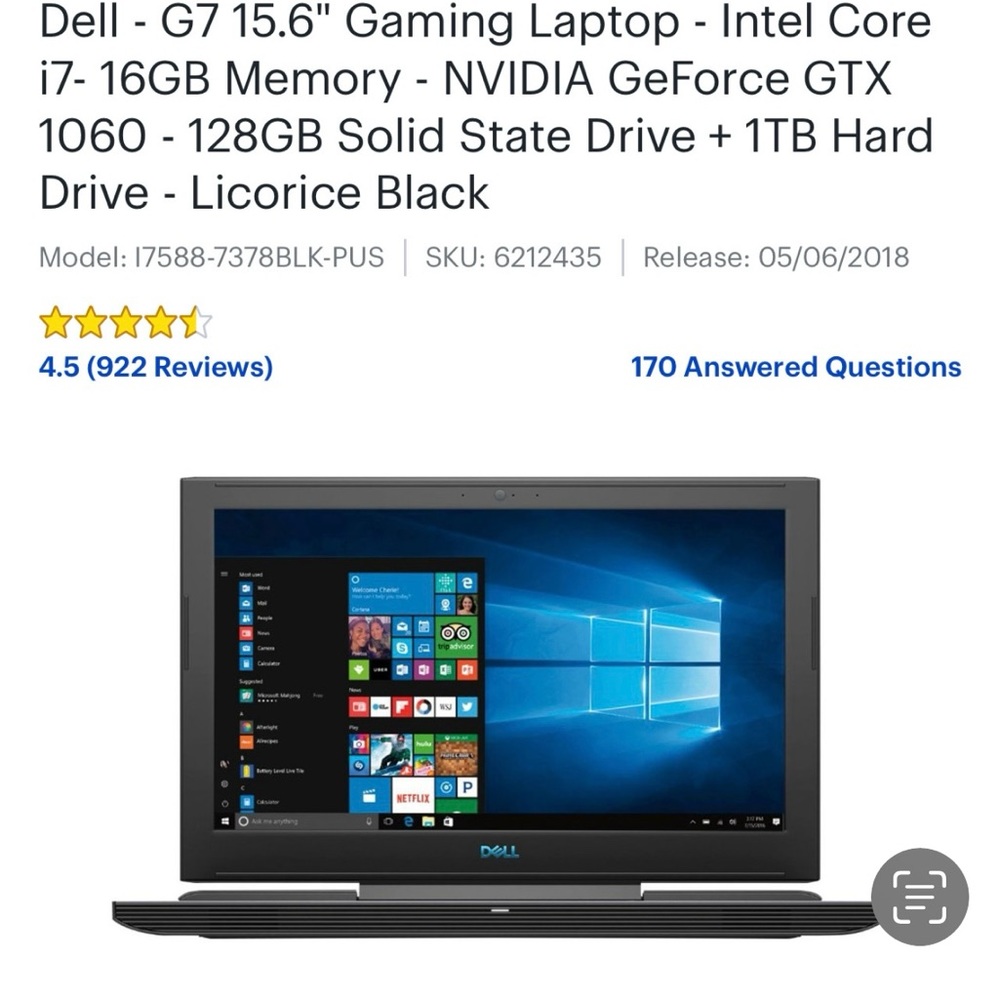 Dell gaming laptop in like new condition weighs just over 6 lbs - Picture 5 of 11